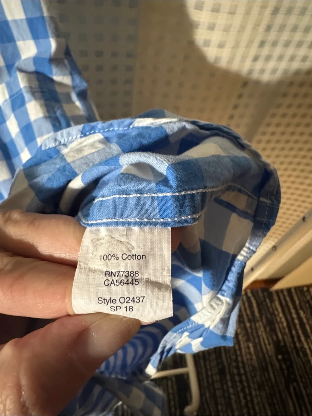 J. Crew Men's Blue and White Gingham Button-Down Shirt